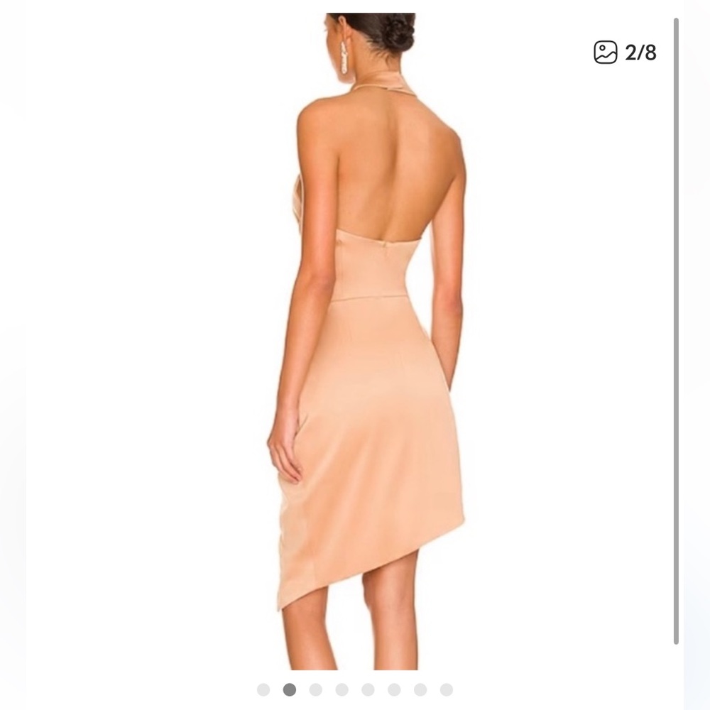 Elliatt Champagne-Peach Satin Halter Mini Dress - Picture 3 of 5